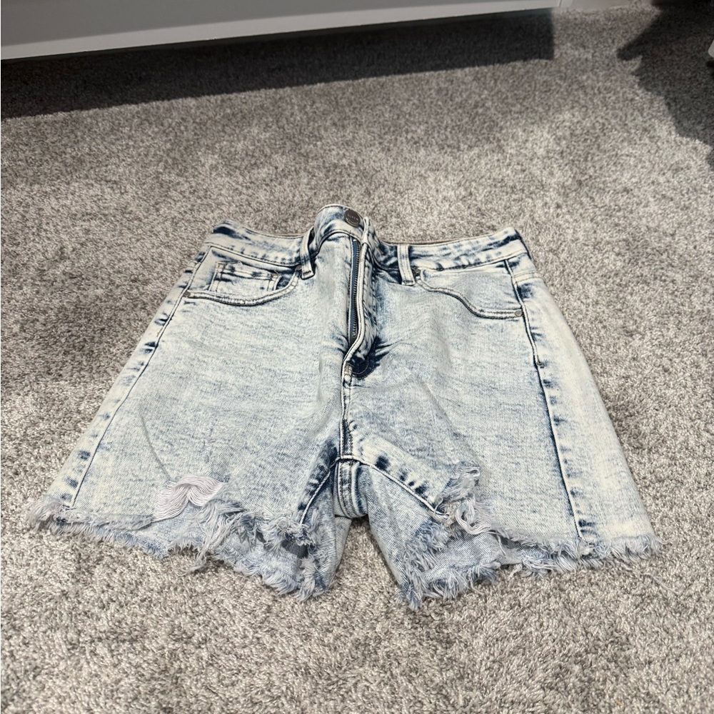 Distressed Jean Shorts with Frayed Hemlines